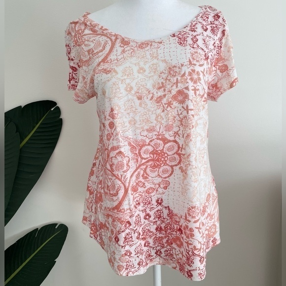 Tops - Lucky Brand Womens Top Size Medium Short Sleeve Coral Lightweight Soft